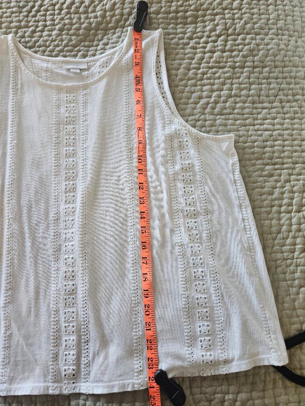 j jill White Eyelet Cotton Tank - large - Picture 6 of 6